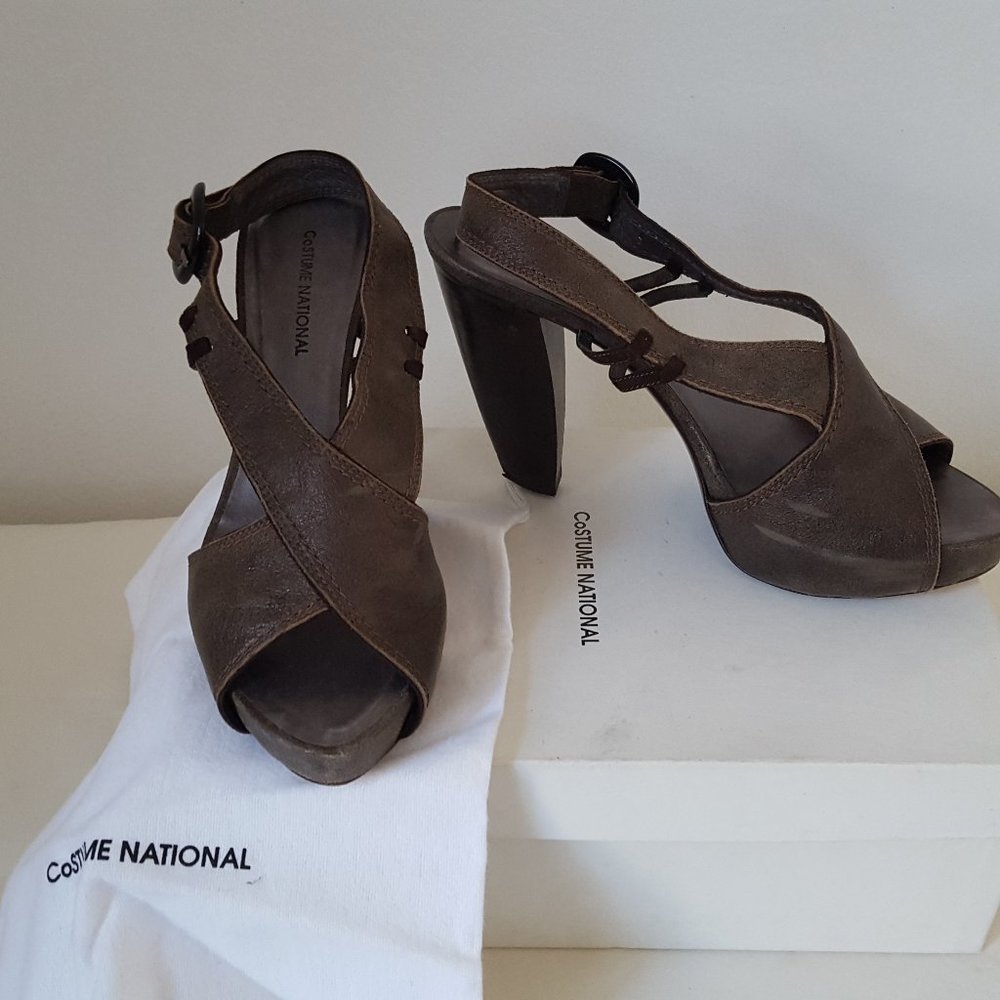 Costume National Dark Grey Sandals; Size 7